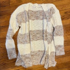 Maurices Soft Off White Spacedyed Striped Cardigan